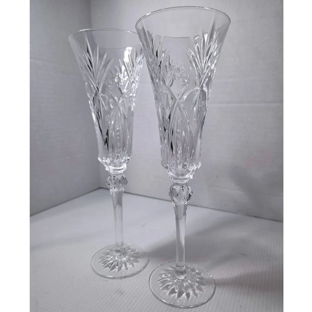 Pair Cristal D'Arques Durand Vincennes Lead Crystal Champagne Flutes France